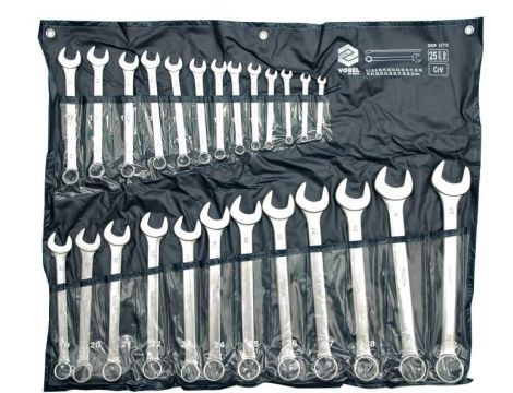 VOREL KLUCZE PŁASKO - OCZKOWE KOMPLET 25szt. (6-32mm) ETUI / SATYNA   51715