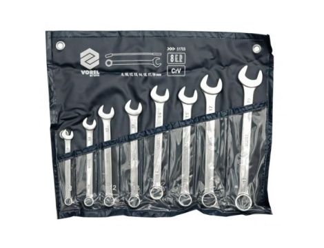 VOREL KLUCZE PŁASKO - OCZKOWE KOMPLET 8szt. (8-19mm) CHROMOWO - WANADOWYCH SATYNOWANYCH W ETUI 51705 - 2