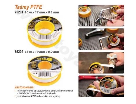 VOREL TAŚMA TEFLONOWA 15m*19mm*0,2mm   75202