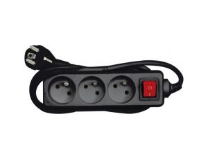 VOREL PRZEDŁUŻACZ UZIEMIONY 3 - GNIAZDA 3,0m CZARNY, WŁĄCZNIK   72626