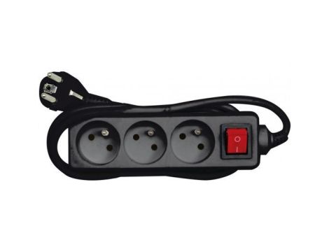 VOREL PRZEDŁUŻACZ UZIEMIONY 3 - GNIAZDA 3,0m CZARNY, WŁĄCZNIK   72626