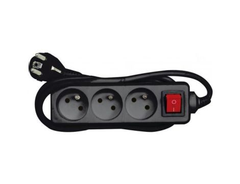 VOREL PRZEDŁUŻACZ UZIEMIONY 3 - GNIAZDA 5,0m CZARNY, WŁĄCZNIK   72627