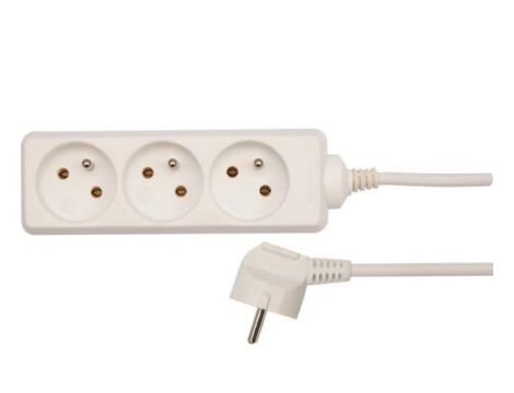 VOREL PRZEDŁUŻACZ BIAŁY 3 GNIAZDA 5,0m Z UZIEMIENIEM   72508