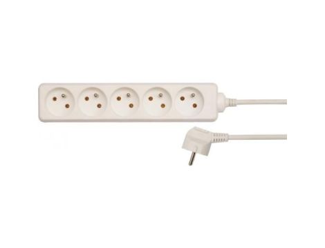 VOREL PRZEDŁUŻACZ BIAŁY 5 GNIAZD 5,0m Z UZIEMIENIEM   72510