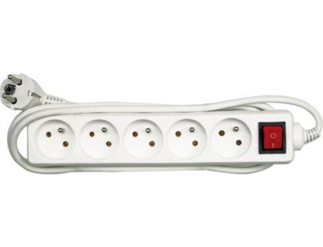VOREL PRZEDŁUŻACZ BIAŁY 5 GNIAZD 1,5m Z UZIEMIENIEM, WYŁĄCZNIK   72526 - 2