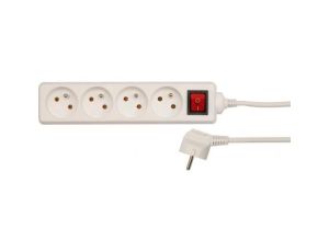 VOREL PRZEDŁUŻACZ BIAŁY 4 GNIAZDA 5,0m Z UZIEMIENIEM, WYŁĄCZNIK   72533