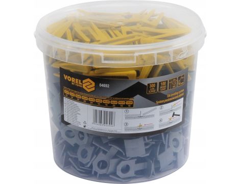 VOREL SYSTEM POZIOMOWANIA PŁYTEK KLINY 100szt + KLIPSY 300szt. 04692 - 6
