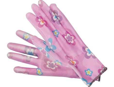 FLO RĘKAWICE OGRODOWE KWIATKI - JASNY RÓŻ, ROZMIAR 8"  74125