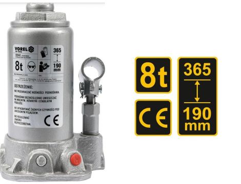 VOREL DŹWIGNIK TŁOKOWY HYDRAULICZNY 8T 190-365mm   80042