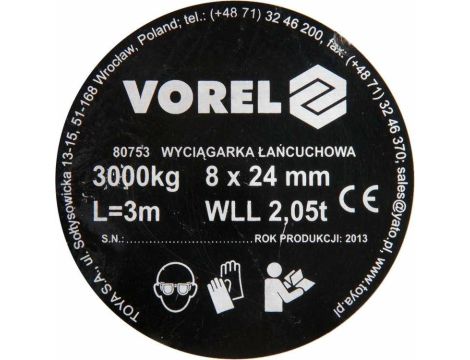 VOREL PRZYCIĄGARKA ŁAŃCUCHOWA  3T   80753 - 2
