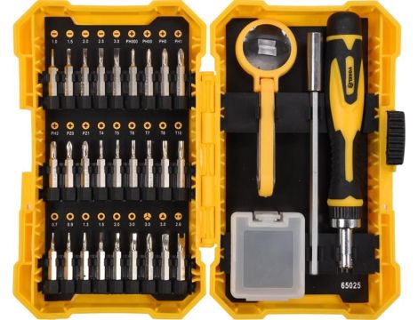 VOREL WKRĘTAK Z GRZECHOTKĄ I WYMIENNYMI BITAMI 31szt.   65025