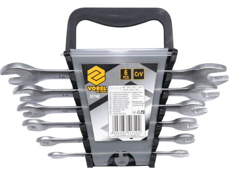 VOREL KLUCZE PŁASKE KOMPLET 6szt (6-17mm) SATYNA   51740