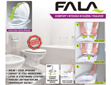 FALA DESKA WC WOLNOOPADAJĄCA WYPINANA DP BIAŁY - 5