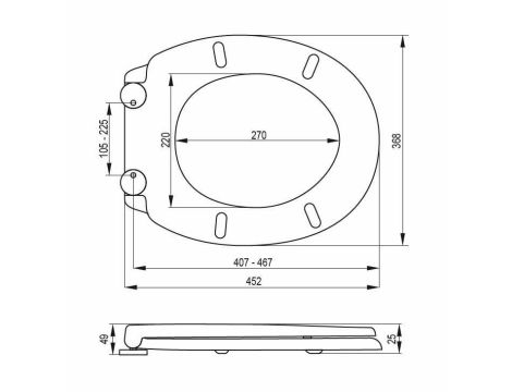 FALA DESKA WC SUPER SLIM Z DUROPLASTU WOLNOOPADAJĄCA Z WYPINANNIEM JEDNYM PRZYCISKIEM - 6
