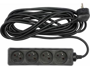 VOREL PRZEDŁUŻACZ UZIEMIONY 4 - GNIAZDA 1,5m CZARNY   72620