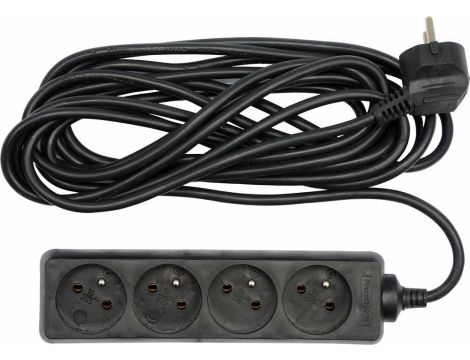 VOREL PRZEDŁUŻACZ UZIEMIONY 4 - GNIAZDA 3,0m CZARNY   72621