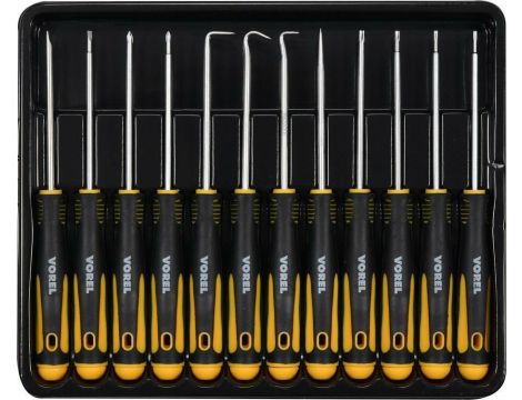 VOREL ZESTAW PRECYZYJNYCH WKRĘTAKÓW I HACZYKÓW 12szt.