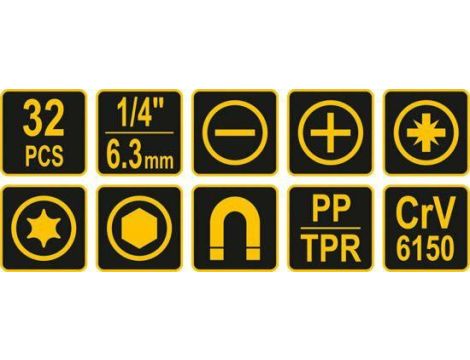 VOREL WKRĘTAKI KOMPLET 32el. - 2