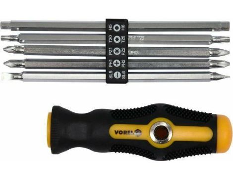 VOREL ZESTAW KOŃC. ŚRUBOKRĘT 6CZ. Z UCHWYTEM