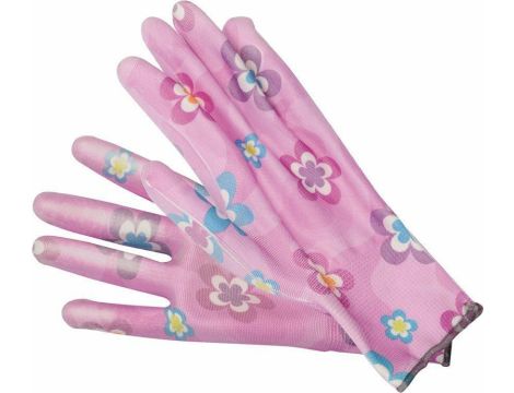 FLO RĘKAWICE OGRODOWE KWIATKI - JASNY RÓŻ 10"