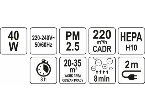 LUND OCZYSZCZACZ POWIETRZA 40W 220M3/H HEPA 4 ETAPY CZYSZCZENIA - 6