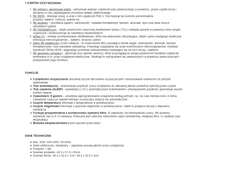 LUND OCZYSZCZACZ POWIETRZA 65W 420M3/H HEPA, 7 ETAPÓW OCZYSZCZANIA - 2