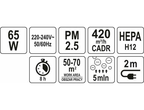 LUND OCZYSZCZACZ POWIETRZA 65W 420M3/H HEPA, 7 ETAPÓW OCZYSZCZANIA - 6