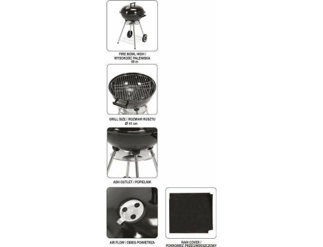 LUND GRILL OGR. OKRĄGŁY Z POKRYWĄ, 54cm