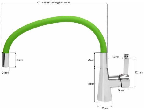 FALA BATERIA ZLEWOZMYWAKOWA ELASTYCZNA WYLEWKA FLEXIBLE ZIELONA - 3
