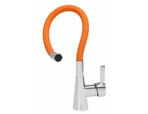 FALA BATERIA ZLEWOZMYWAKOWA ELASTYCZNA WYLEWKA FLEXIBLE POMARAŃCZOWA