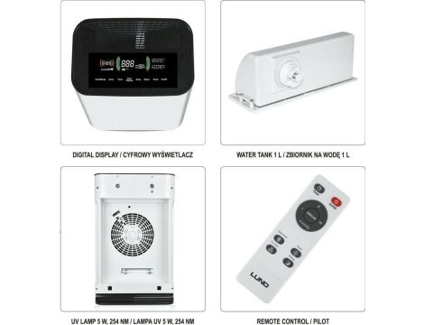 LUND OCZYSZCZACZ/NAWILŻACZ POWIETRZA 55W 330m3/h, UV - 2