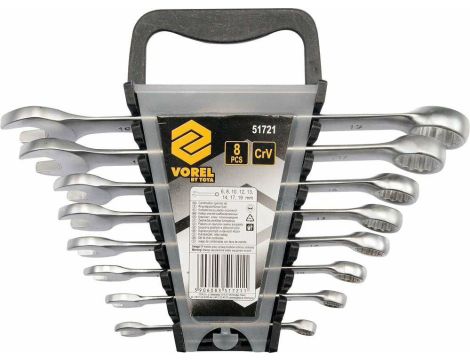 VOREL KLUCZE PŁASKO - OCZKOWE KOMPLET 8szt. (6-19mm) SATYNA   51721