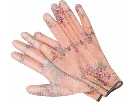 FLO RĘKAWICE OGRODOWE KWIATKI - BEŻ, ROZMIAR 9