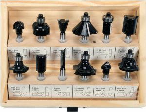 VOREL FREZY DO DREWNA KOMPLET 12szt. TRZPIEŃ 6mm 22552