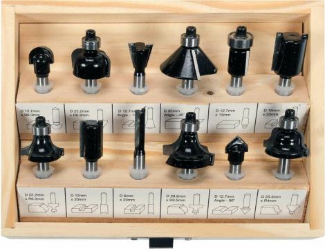 VOREL FREZY DO DREWNA KOMPLET 12szt. TRZPIEŃ 6mm 22552