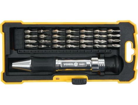 VOREL WKRĘTAKI PRECYZYJNE Z WYMIENNYMI GROTAMI kpl. 29szt.   64401