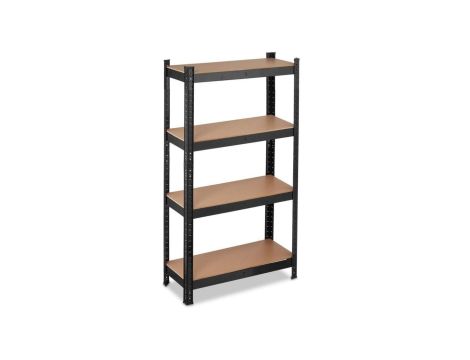 REGAŁ 4-POZIOMOWY 150 x 70 x 30CM CZARNY UDŹWIG PÓŁKI: 150 KG GWI0582 CHOMIK
