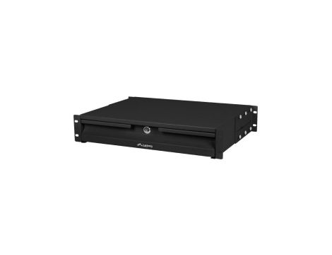 Szuflada z zamkiem do szafy RACK 19 2U 360mm czarna na narzędzia, sprzęt i dokumenty Lanberg