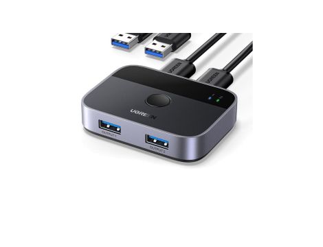 Adapter Ugreen CM757 2w1 2x USB-A 3.0 (wejście) / 2x USB-A (wyjście) - szary