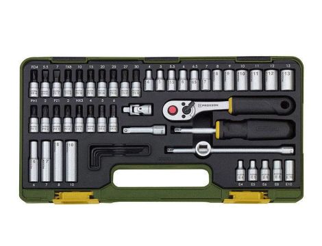 ZESTAW KLUCZY NASADOWYCH 1/4Z GRZECHOTKĄ 50CZ.