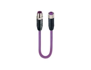 Kabel konfekcjonowany obustronnie Profibus złącza męskie M12/żeńskie M12 5-pinowe kodowanie B 0975 254 101/10 M