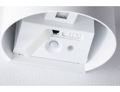 Mobilna lmapa ścienna NYORA LED z czujnikiem 2x1W góra/dół 3000K 2x165lm USB-C Aku IP44 biały / aluminium / tworzywo sztuczne - 9