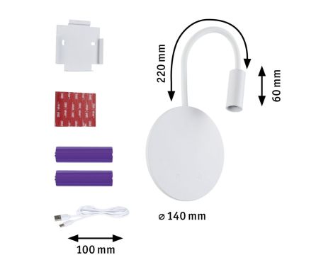 Mobilna lmapa ścienna MIORA LED DIM 0,7W + baclight 0,6W 2700K 78 + 82lm USB-C Aku biały / tworzywo sztuczne - 13