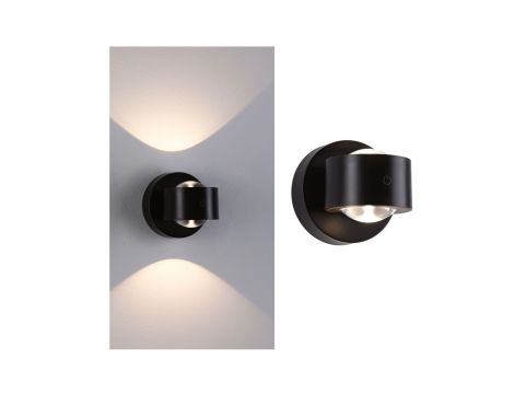 Mobilna lmapa ścienna ZORIK LED DIM 2x1,1W góra/dół 2700K 2x110lm USB-C Aku IP44 czarny / tworzywo sztuczne