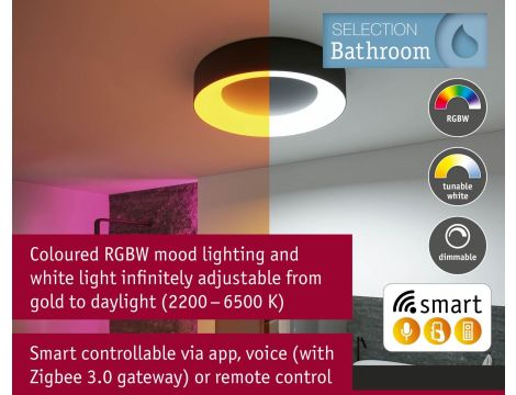 Plafoniera CASCA SH Zigbee RGBW DIM LED 20W 1750lm okrągła 400mm 2200 - 6500 K IP44 230V Czarny mat / tworzywo sztuczne - 12
