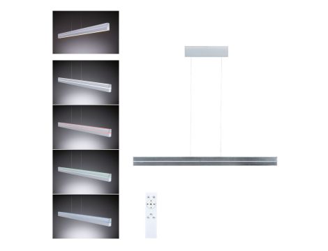 Lampa wisząca RAIKO LED RGBW DIM 19W/6W góra/dół 2300lm/370lm 230V + pilot srebrny mat / metal / tworzywo sztuczne