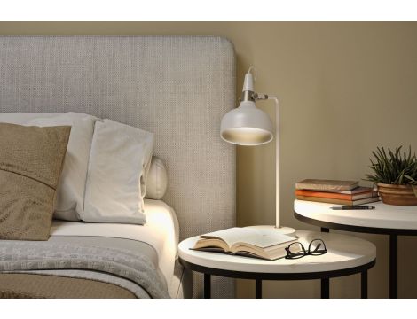 Lampa stołowa Neordic Juna max.20W E14 230V biały mat / szampan / metal - 7