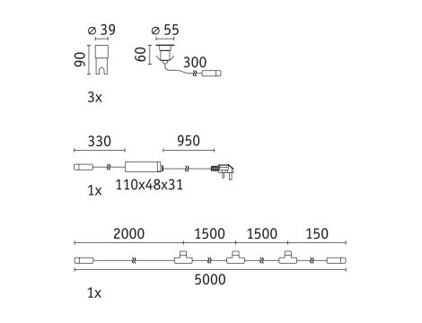 Oprawa wpuszczana Plug & Shine FLOOR Mini LED zestaw kompletny 3x2,5W 3000K 3x250lm IP67 24V srebrny / stal / tworzywo sztuczne - 7