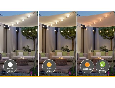 Łańcuch świetlny SOLARNY TAINA Plug & Shine 5,8m kule średnica 10cm 6x0,6W 3000K IP67 6x60lm 24V biały / czarny / tworzywo sztuczne - 5