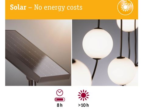 Łańcuch świetlny SOLARNY TAINA Plug & Shine 5,8m kule średnica 10cm 6x0,6W 3000K IP67 6x60lm 24V biały / czarny / tworzywo sztuczne - 12